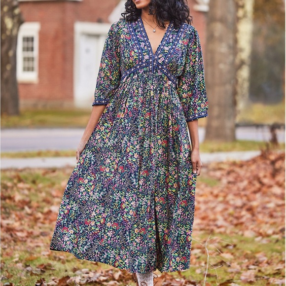 April Cornell Dresses & Skirts - April Cornell NEW Darjeeling Dress Floral Maxi Navy SZ XL